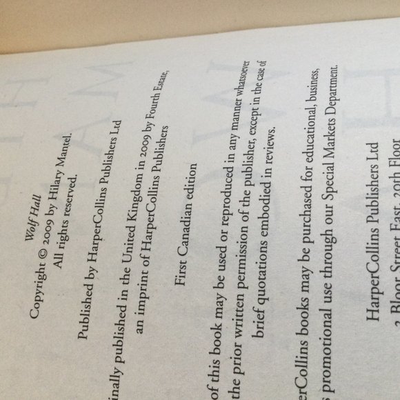 Wolf Hall by Hilary Mantel First Canadian edition 2009 Man book prize - Picture 5 of 6